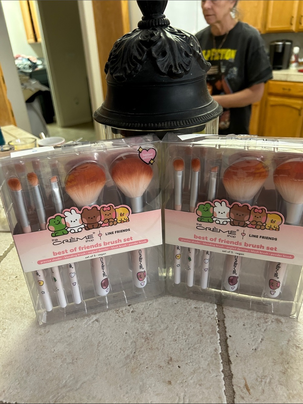 LINE FRIENDS x Crené Pink 5-Piece Makeup Brush Set
